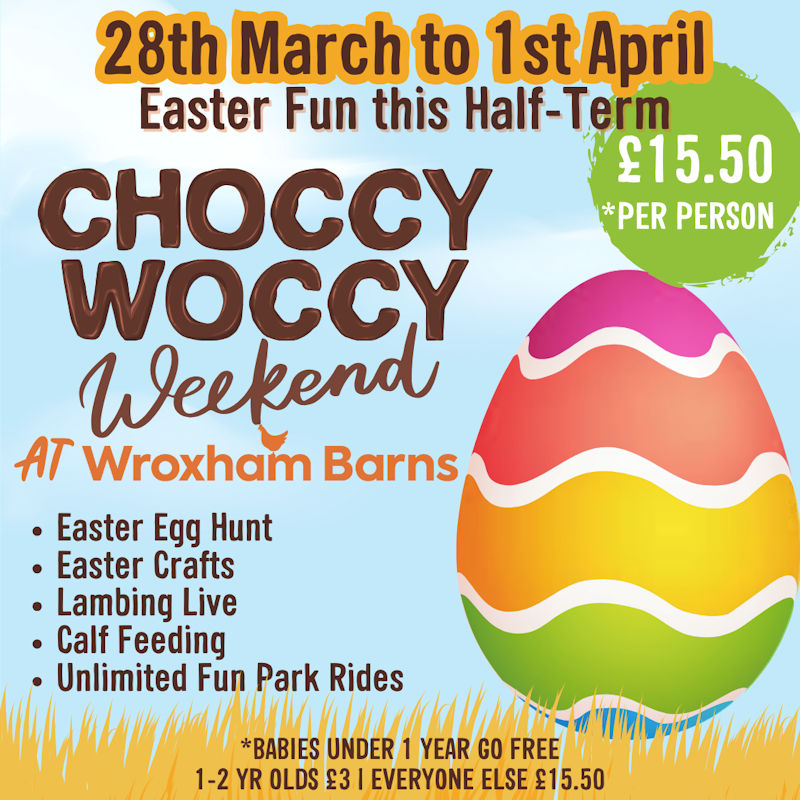 Easter Egg-stravaganza, Wroxham Barns, Tunstead Rd, Hoveton, Norfolk, Nr12 8QU  | Wroxham Barns Easter EGG-stravaganza | Family Fun, Easter egg hunt, baby animals, lambs, calfs