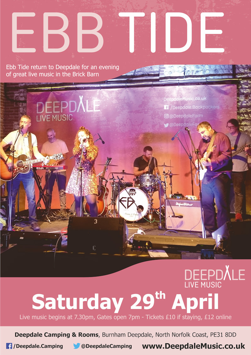 Ebb Tide - Live Music Gig, Brick Barn, Deepdale Camping & Rooms, Deepdale Farm, Burnham Deepdale, Norfolk, PE31 8DD | After a brilliant set at the Deepdale Festival, we thought it would be great to welcome Ebb Tide back to the Brick Barn.  Join us for this bank holiday weekend gig. | gig, live, music, katie, doherty, navigators, session, concert, deepdale, camping, rooms, brick, barn