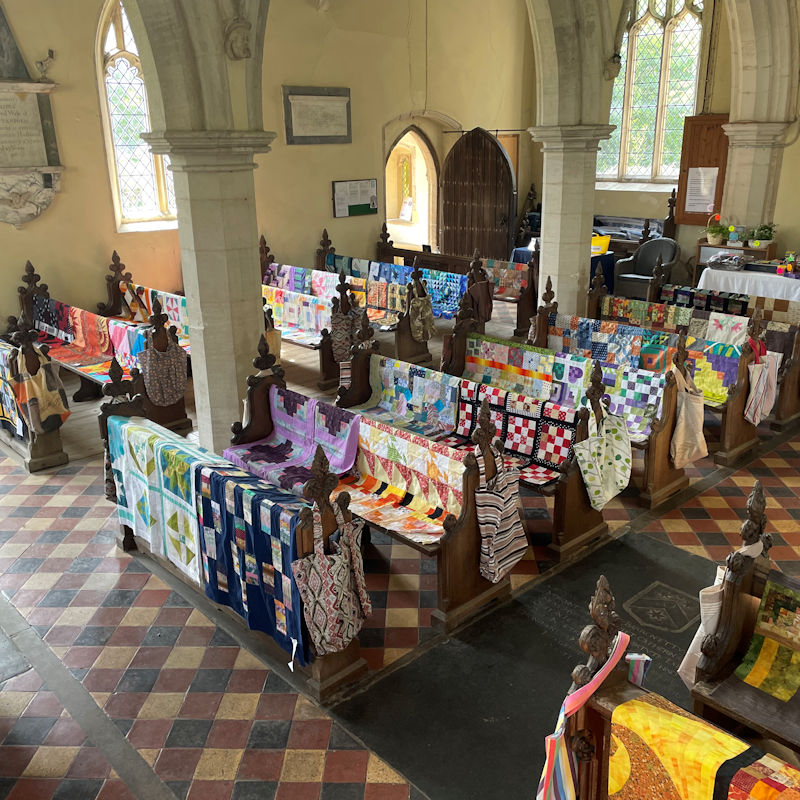 Patchwork Quilt Exhibition, St Andrew's Church, Church Lane, Little Massingham, Norfolk, PE32 2JT | This has been a year long project to raise funds for Little Massingham Church roof but also give quilts to Norfolk care leavers. | Quilts Norfolk Massingham Free Exhibition
