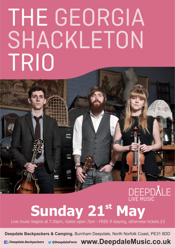 The Georgia Shackleton Trio - Sunday Session, Deepdale Camping & Rooms, Deepdale Farm, Burnham Deepdale, North Norfolk Coast, PE31 8DD | For our inaugural Sunday Session at Deepdale Backpackers, we have a real treat; one of the hottest folk acts around, fresh from the launch of their debut album which is garnering great acclaim across the folk and roots music spectrum. | deepdale, hygge, festival, music, live, danish, happiness, celebration, north norfolk coast, activities, good, feelings, roaring, fire, foraging, walking, cycling, running, wildlife, nature