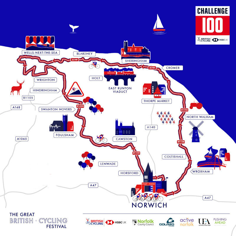 British Cycling Festival - Cycle Challenge, 100m course around Norfolk, starting and finishing in Norwich | Great British Cycling Festival comes to Norfolk in June 2019 - The 2019 HSBC UK | National Road Championships, you can ride in the shadows of those elites riding for the British title with a truly beautiful & exciting 100-mile closed road sportive. | cycling, great, british, festival, cycle, bicycle