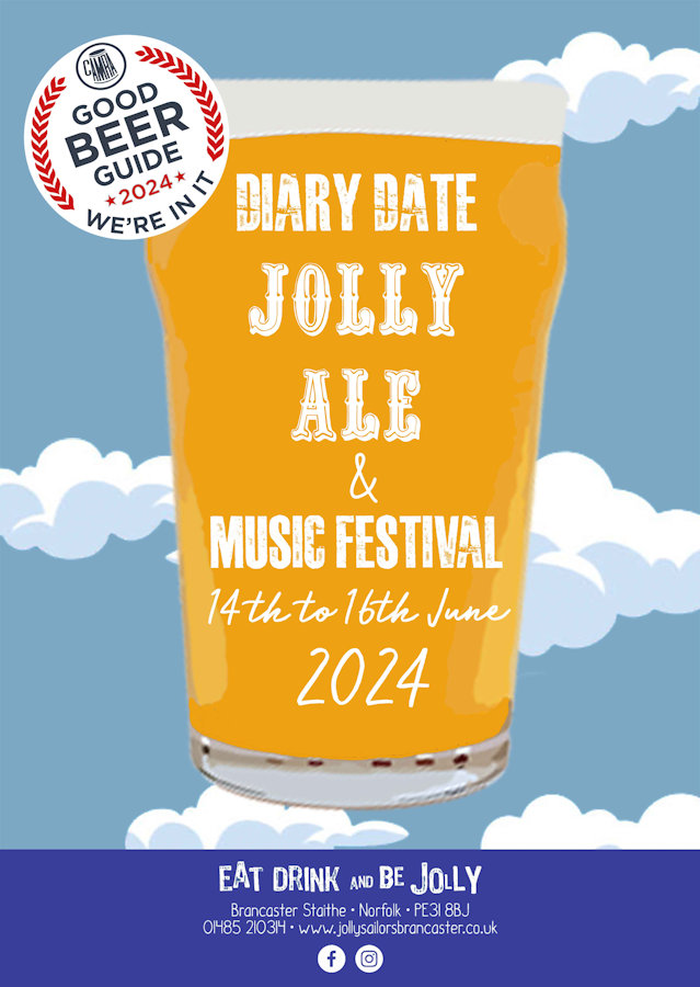 Jolly Sailors Ale & Music Festival 2024 | June | The Jolly Sailors, Main Road, Brancaster Staithe, Norfolk, PE31 8BJ