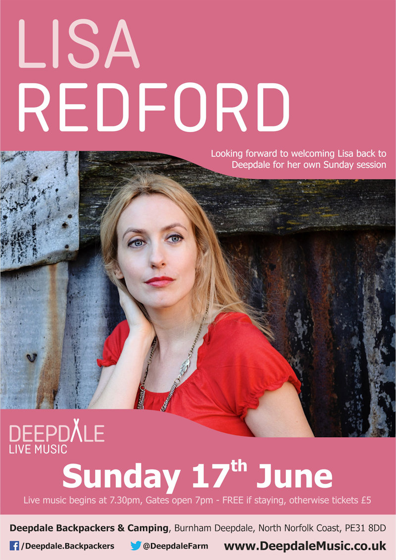 Lisa Redford - Sunday Session, Deepdale Camping & Rooms, Deepdale Farm, Burnham Deepdale, North Norfolk Coast, PE31 8DD | We look forward to welcoming Lisa back to Deepdale for her own Sunday Session, after her wonderful performance at Deepdale Festival.  Enjoy a Sunday Session, in the backpackers courtyard, with fire pits & bar, while Lisa plays her acoustic music. | deepdale, music, live, happiness, celebration, north norfolk coast, activities, good, feelings, roaring, fire, foraging, walking, cycling, running, wildlife, nature