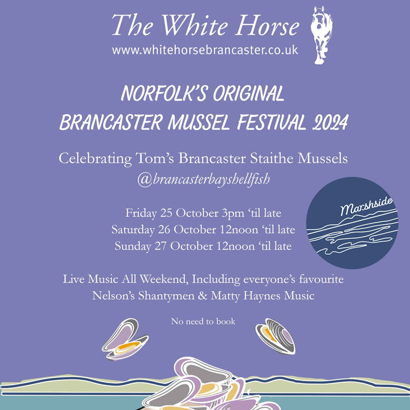 Mussel Festival | Friday 25th to Sunday 27th October 2024 | The White Horse