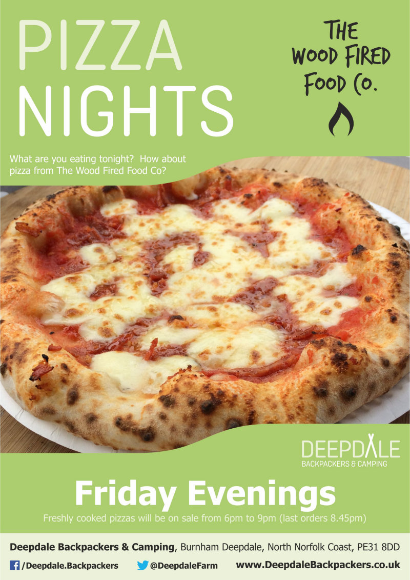 Deepdale Pizza Night, Deepdale Camping & Rooms, Deepdale Farm, Burnham Deepdale, North Norfolk Coast, PE31 8DD | Very tasty wood fired pizzas from The Wood Fired Food Co, served up at Deepdale Camping & Rooms during the evening. Eat in the backpackers courtyard, take back to your tent or get a takeaway to take back home with you elsewhere in the village. | pizza, night, deepdale, backpackers, wood, fired, pizza, company, camping, campsite, evening, meal