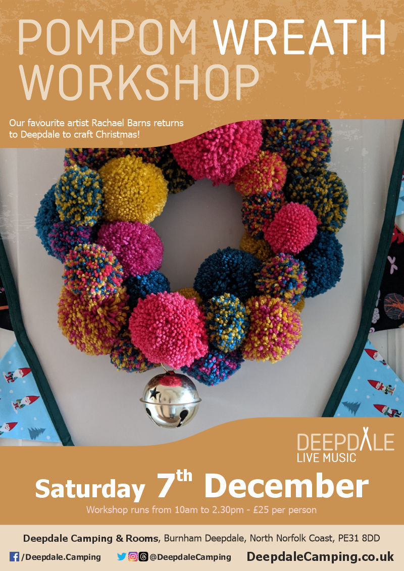 Christmas Pompom Wreath Workshop | Saturday 7th December 2024 | Deepdale Camping & Rooms