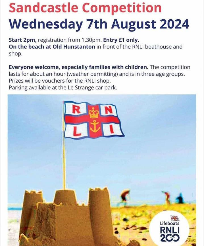 Hunstanton Lifeboat Sandcastle Competition, Old Hunstanton Beach, Norfolk Coast | Build a sandcastle and help Hunstanton RNLI raise funds to run their lifeboats. | sandcastle, beach, lifeboat, rnli, competition, coast, norfolk