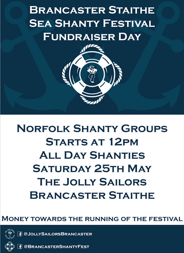 Sea Shanty Fundraiser, The Jolly Sailors, Jolly Sailors, Brancaster Staithe, Norfolk, PE31 8BJ | Help us raise money for the sea shanty festival! | Fundraiser Sea shanty Music 