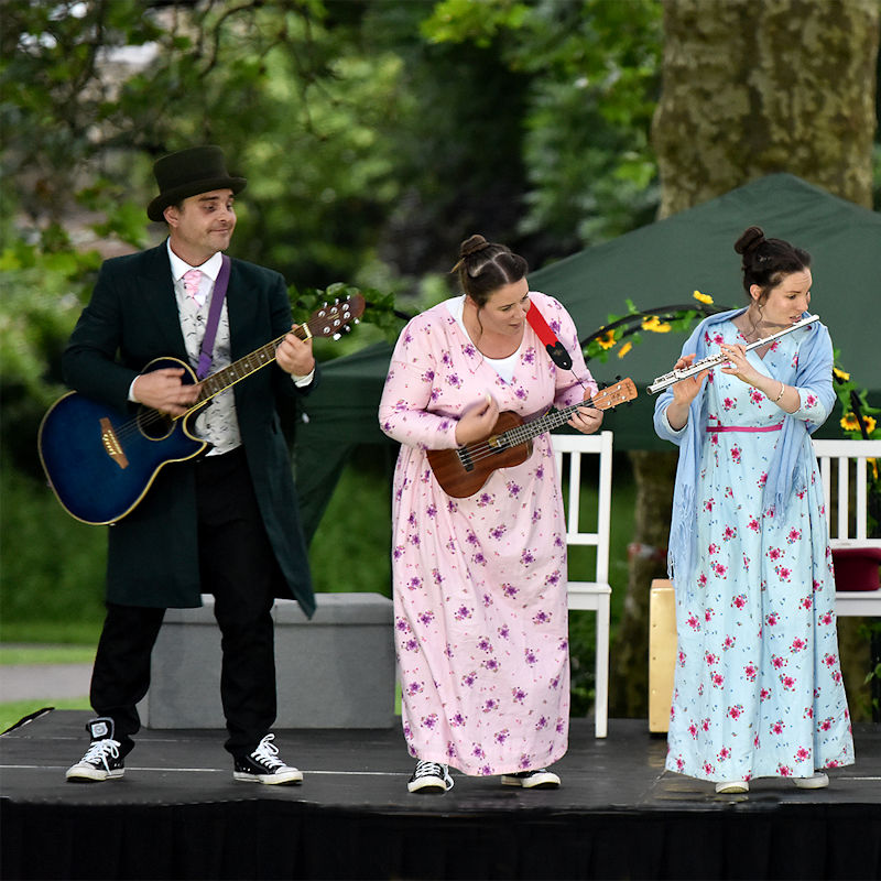 Sense & Sensibility - Theatre in the Barn, The Brick Barn, Deepdale Camping & Rooms, 1 Deepdale Granary, Burnham Deepdale, Norfolk, PE31 8DD | The Pantaloons return for their 1st visit of the Summer, with their irreverent take on this Jane Austen classic.  A show for all the family, a brilliant evening of comedy theatre. | indoor, theatre, pantaloons, play, performance, comedy, sense, sensibility
