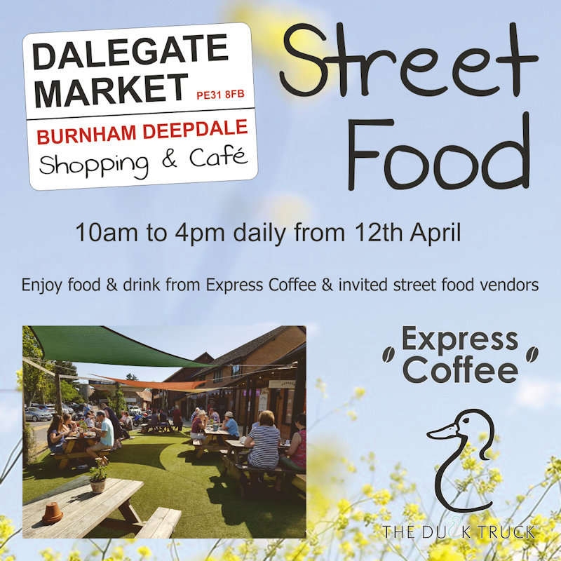 Express Coffee at Dalegate Market, Dalegate Market, Main Road, Burnham Deepdale, Norfolk, PE31 8FB | With the retirement of Viv & Graham from Deepdale Cafe, the cafe is currently closed, so as a Spring alternative we are welcoming a collection of street food vendors offering delicious food & drink (including cake) for the next few weeks. | street, food, deepdale, burnham, norfolk, north, coast, dalegate, market, coffee, tea, drinks, cake