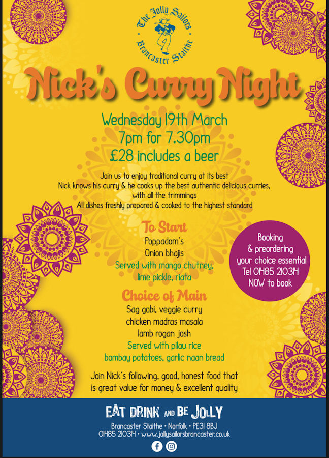 The Jolly Sailors Curry Night | March | The Jolly Sailors