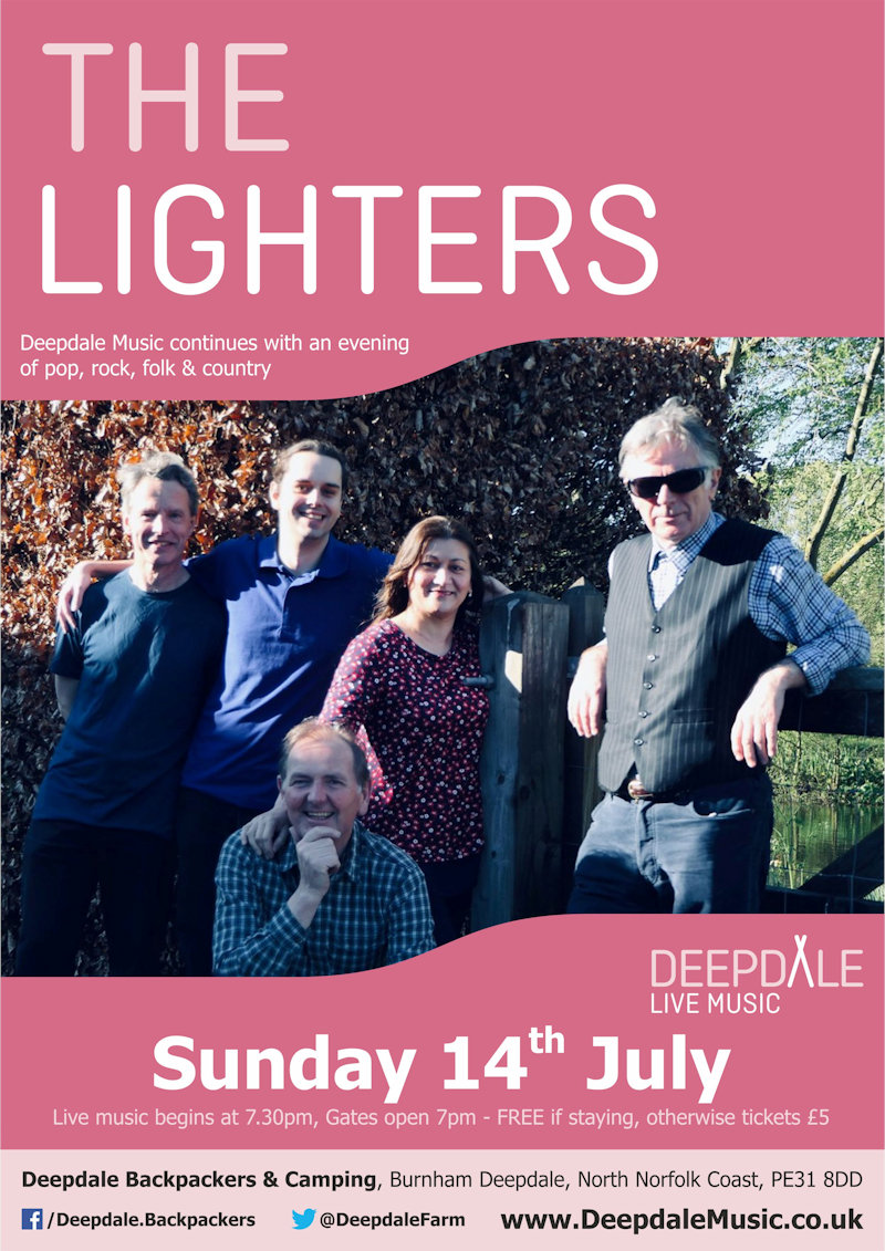 The Lighters - Sunday Session, Deepdale Camping & Rooms, Deepdale Farm, Burnham Deepdale, North Norfolk Coast, PE31 8DD | The live music programme at Deepdale Camping & Rooms continues with a courtyard Sunday Session from The Lighters, a local band that love rock, pop, folk & country. | bluegrass, country, folk, hillbilly, deepdale, music, live, happiness, celebration, north norfolk coast, activities, good, feelings, roaring, fire, foraging, walking, cycling, running, wildlife, nature