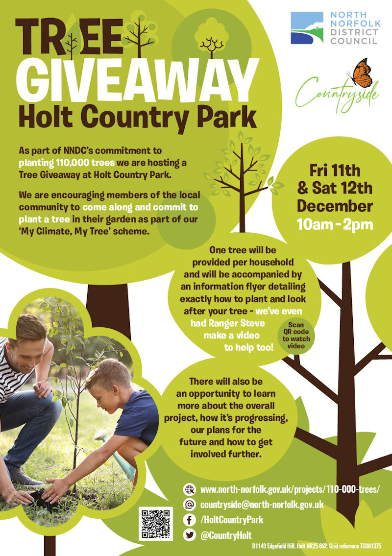 Tree Giveaway, Holt Country Park, Edgefield Hill, Holt, North Norfolk, NR25 6SP | The chance to get a free tree for your household, with advice on how to plant it ... | free, trees, conservation, planting, holt, north, norfolk