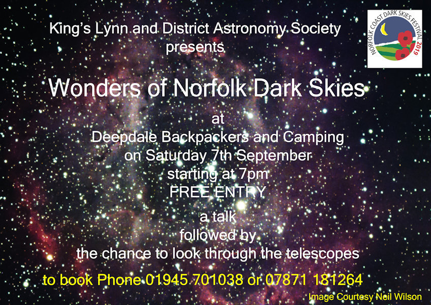 Wonders of Norfolk Dark Skies, Deepdale Camping & Rooms, Deepdale Farm, Burnham Deepdale, Norfolk, PE31 8DD | Short talk on the objects we can see in the dark skies of the North Norfolk Coast followed by the chance to look through some of King's Lynn & District Astronomy Society telescopes. | star, gazing, west, norfolk, astronomy, dark, skies, sky, wonders, festival