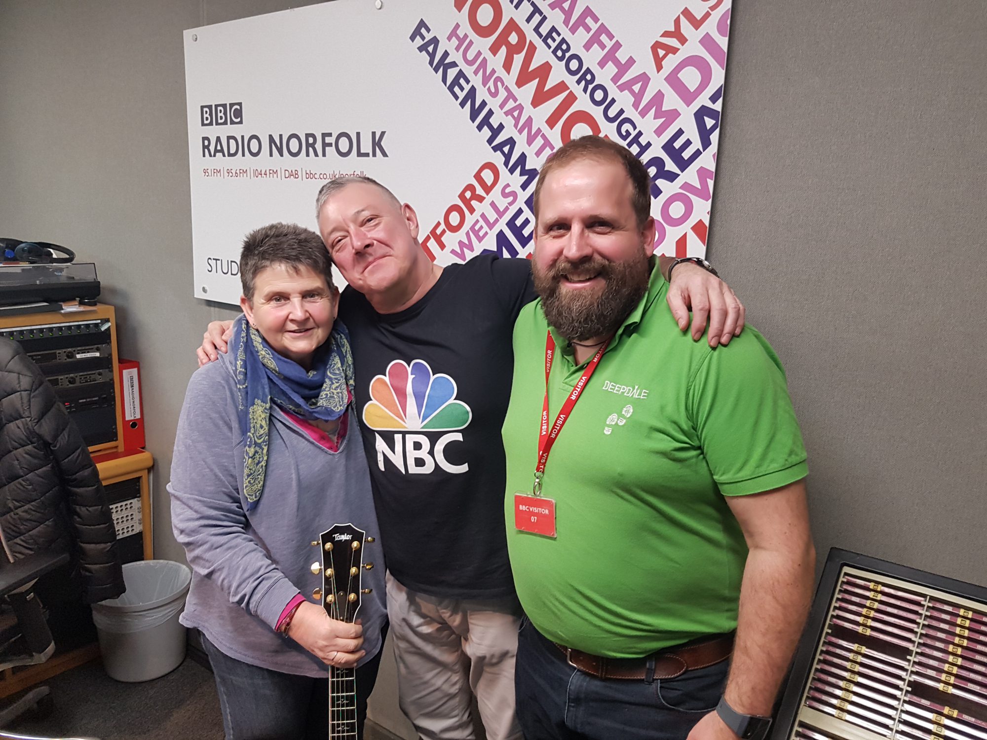 Jason and Marina with Stephen Bumfrey at BBC Radio Norfolk