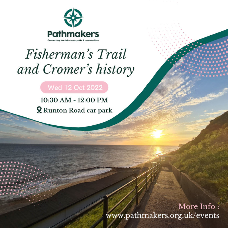 Fisherman's Trail, Runton road car park, Runton road car park, Cromer, Norfolk, NR27 9AF | A 2-mile walk around Cromer, exploring the history of the local fishing industry and Cromer's chalk reef. | Cromer, History walk, Heritage walk, North Norfolk