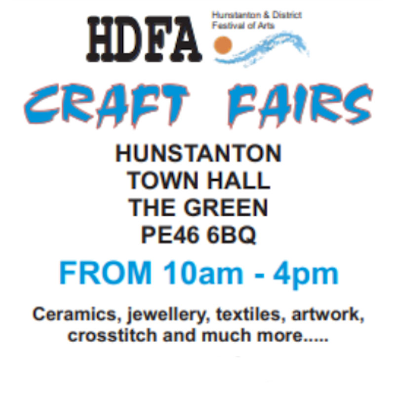 HDFA Monthly Craft Fairs, Hunstanton Town Hall, The Green, Hunstanton, Norfolk, PE36 6BQ | Hunstanton Craft Fairs held monthly on the last Saturday of the month. | crafts, knitting, artwork, ceramics, glassware, jewellery