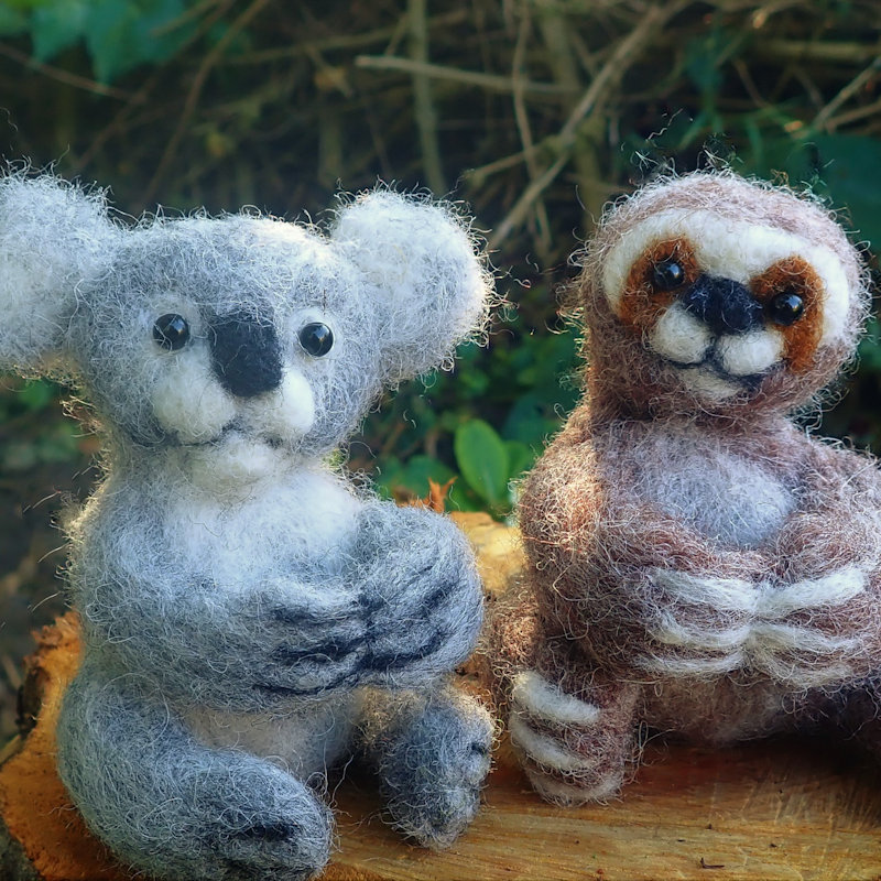 Needle Felt Sloth & Koala Workshop, Venetia's Yarn Shop, 16 Norwich Street, Norfolk, Fakenham | Come to Venetia's Yarn Shop in Fakenham and learn to make your very own finger hugging Sloth or Koala. These are a great little decorations all year round. | workshop, lesson, needle felt, craft, art, days out,