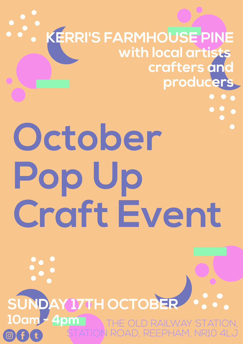October pop up craft event, Kerri's Farmhouse Pine, The old railway station, Norfolk, NR10 4LJ | Local craft market | Craft, Market,
