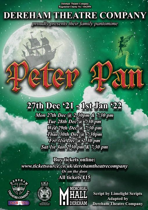 Peter Pan - Dereham Theatre Company Pantomime, Dereham Memorial Hall, Norwich Street, Norfolk, Dereham, NR19 1AD | Dereham Theatre Company's annual award winning family panto | theatre, panto, arts, show, performance, christmas