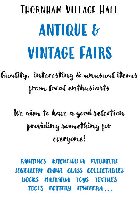 Antique & Vintage Fair, Thornham Village Hall, High Street, Thornham, Norfolk, PE36 6LX | Quality, interesting and unusual items for sale from local enthusiasts. | Antiques, vintage, paintings, art, collectables, books, glass, kitchenalia